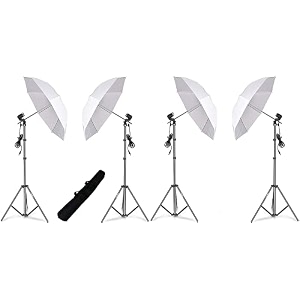 hiffin e27 studio single holder kit umbrella white  studio light stand 9 ft umbrella and bulb holder kit mark iv 4 single holder4 light stand 9ft4 umbrella 1 bag for kit wob