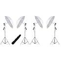Hiffin Studio Single Holder KIT - White Umbrella + 9FT Light Stand, 4 Single Holder, 4 Umbrella, 4 20WT LED Bulb