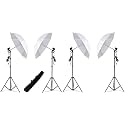 HIFFIN E27 Studio Single Holder KIT Umbrella White + Studio Light Stand 9 FT+ Umbrella and Bulb Holder KIT Mark IV (4 Single Holder,4 Light Stand 9FT,4 Umbrella, 1 Bag for Kit) (WOB)