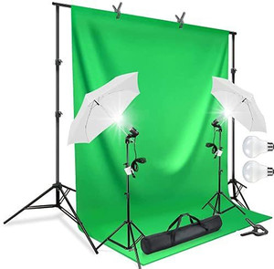 Hiffin Lighting Umbrella Kit 8X12Ft Backdrop Screen