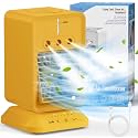 HIFRESH Mini Cooler with 90° Rotate, 4H Timer, 3-Level Mist, 300ml Ice Chamber, USB Operated Mini Air Cooler for Room Cooling, 3 Speeds Strong Airflow, Personal Cooling Fan for Home - Yellow