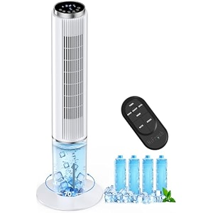 hifresh personal air cooler for home 107cm portable fan touch amp remote control 4 modeamp 3 speed 26ft air throw 12h timer 4 ice packs auto rotation low power consumption tower cooler for room