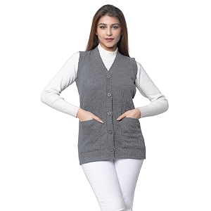 hifzaa sleeveless sweater for women with pockets cardigan winter wear sweaters for ladies plus size m to 6xl