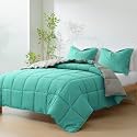 HIG 3pc Blue Queen Size Bedding Comforter Set Duvet Insert Blanket