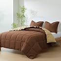 HIG 3pc Chocolate Queen Size Bedding Comforter Set Duvet Insert Blanket