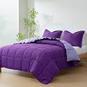 HIG 3pc Down Alternative Comforter Set - All Season Reversible Comforter with Two Shams - Quilted Duvet Insert with Corner Tabs -Box Stitched ââ‚¬â€œHypoallergenic, Soft, Fluffy (Full/Queen, Purple)