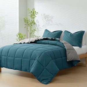 hig 3pc dusty blue queen size bedding comforter set duvet insert blanket
