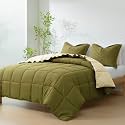 HIG 3pc Olive Queen Size Bedding Comforter Set Duvet Insert Blanket