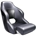 High Back Black Pontoon Captain Seat Premium Sports Flip Up Captains Chair