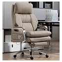 High Back Executive Office Chair, Leather Computer Chair, Ergonomic Desk Chair with Footrest, Heavy Duty Support up to 660LBS, 160° Backrest Tilt and 15° Rocking Function(Light Brown)