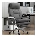 High Back Executive Office Chair, Leather Computer Chair, Ergonomic Desk Chair with Footrest, Heavy Duty Support up to 660LBS, 160° Backrest Tilt and 15° Rocking Function(Dark Gray)