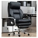 High Back Executive Office Chair, Leather Computer Chair, Ergonomic Desk Chair with Footrest, Heavy Duty Support up to 660LBS, 160° Backrest Tilt and 15° Rocking Function(Black)