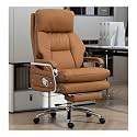 High Back Executive Office Chair, Leather Computer Chair, Ergonomic Desk Chair with Footrest, Heavy Duty Support up to 660LBS, 160° Backrest Tilt and 15° Rocking Function(Amber)