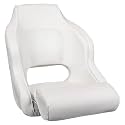 High Back White Pontoon Captain Seat Premium Sports Flip Up Captains Chair