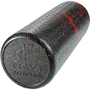 high density muscle foam rollers by day 1 fitness - sports massage rollers for stretching physical therapy deep tissue myofascial release - ideal for exercise and pain relief - speckled red 18