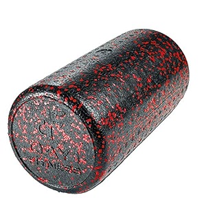 high density muscle foam rollers by day 1 fitness - sports massage rollers for stretching physical therapy deep tissue myofascial release - ideal for exercise and pain relief - speckled red 12