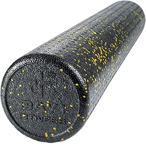 high density muscle foam rollers by day 1 fitness - sports massage rollers for stretching physical therapy deep tissue myofascial release - ideal for exercise and pain relief - speckled yellow 36