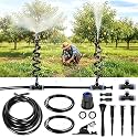 High-Flow Tree Irrigation System, 15FT 12mm Hose & 2Pcs 6.5FT Adjustable Nozzles, for Tree Roots & Canopies Irrigation, Leaf & Fruit Cleaning, Ideal for Fruit Trees & Ornamental Trees