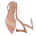 High Heels for Women Peep Pointed Toe Kitten Heeled Sandals