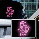 High Intensity Reflective Baby on Board Car Sticker Waterproof Cute Footprint Baby in Car Decal Safety Warning Sign Kids on Board Decal for Car Bumper Window (Purple)