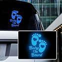 High Intensity Reflective Baby on Board Car Sticker Waterproof Cute Footprint Baby in Car Decal Safety Warning Sign Kids on Board Decal for Car Bumper Window (Blue)