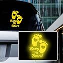 High Intensity Reflective Baby on Board Car Sticker Waterproof Cute Footprint Baby in Car Decal Safety Warning Sign Kids on Board Decal for Car Bumper Window (Yellow)