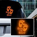 High Intensity Reflective Baby on Board Car Sticker Waterproof Cute Footprint Baby in Car Decal Safety Warning Sign Kids on Board Decal for Car Bumper Window (Orange)
