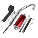 High Performance 28MM Exhaust Muffler Silencer Head Pipe Set with Heat Wrap for Chinese 70cc 110cc 125cc SSR Taotao SDG Coolster Apollo XR50 CRF50 Dirt Pit Bike (Red)
