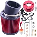 High Performance Upgraded Air Filter adapter Intake Spark Plug Kit for Predator 212cc 6.5 Hp Engine Mini Bike Go Kart Racing （Red）