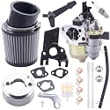 High Performance Upgraded Carburetor Air Filter adapter Intake Spark Plug Kit fit for Predator 212cc 6.5 Hp Honda Gx160 Gx200 196cc Coleman CT200U Trail CT100U Mini Bike Go Kart Racing (Silver)