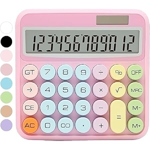 high-precision 12-bit desktop calculator - large digital display big easy-to-press buttons compact design for office home school classroom multicolor