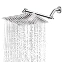High Pressure Large Stainless Steel Square Rain ShowerHead With Shower Arm Waterfall Full Body Coverage Easy to Clean and Install (12 Inch With Arm, Chrome Finish)