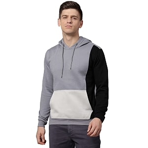 HIGH Star Mens Fleece Colorblock Hooded Sweatshirt