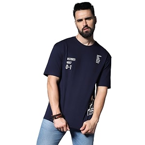 HIGH STAR Mens Typography Applique Regular Fit