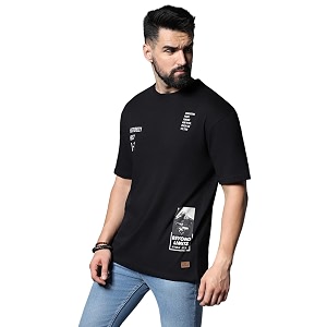 HIGH STAR Mens Typography Applique Regular Fit
