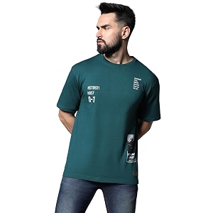 HIGH STAR Mens Typography Applique Regular Fit