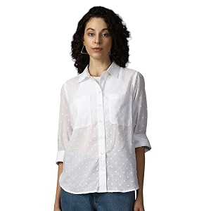 HIGH Star Oversized Cotton Shirt for Women