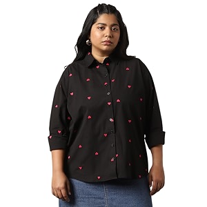 HIGH Star Oversized Embroidered Cotton Shirt for
