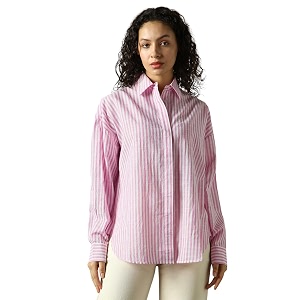 HIGH Star Oversized Striped Cotton Shirt for