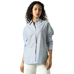 HIGH Star Oversized Striped Cotton Shirt for