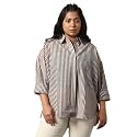 HIGH Star Oversized Striped Cotton Shirt for