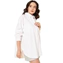 High Star Women Oversized Spread Collar Classic Opaque Casual Shirt, Cotton