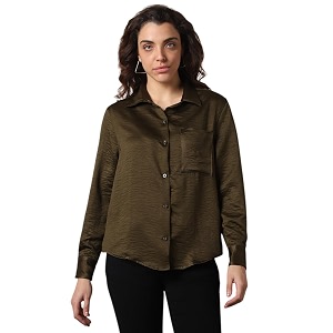 High Star Women Boxy Spread Collar Long