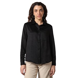 High Star Women Boxy Spread Collar Long