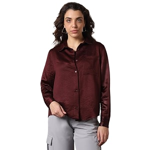High Star Women Boxy Spread Collar Long