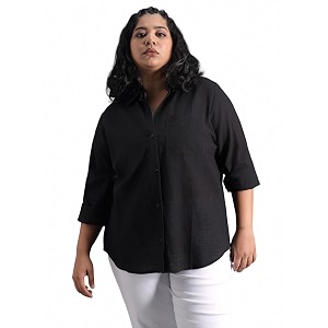 high star women classic spread collar curved cotton oversized casual shirt