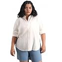 High Star Women Classic Spread Collar Curved Cotton Oversized Casual Shirt