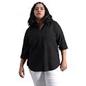 High Star Women Classic Spread Collar Curved Cotton Oversized Casual Shirt