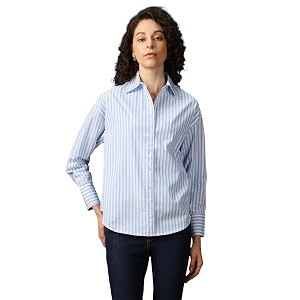High Star Women Cotton Striped Oversized Fit