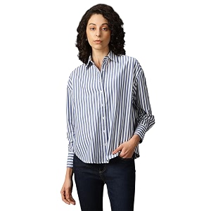 High Star Women Cotton Striped Oversized Fit